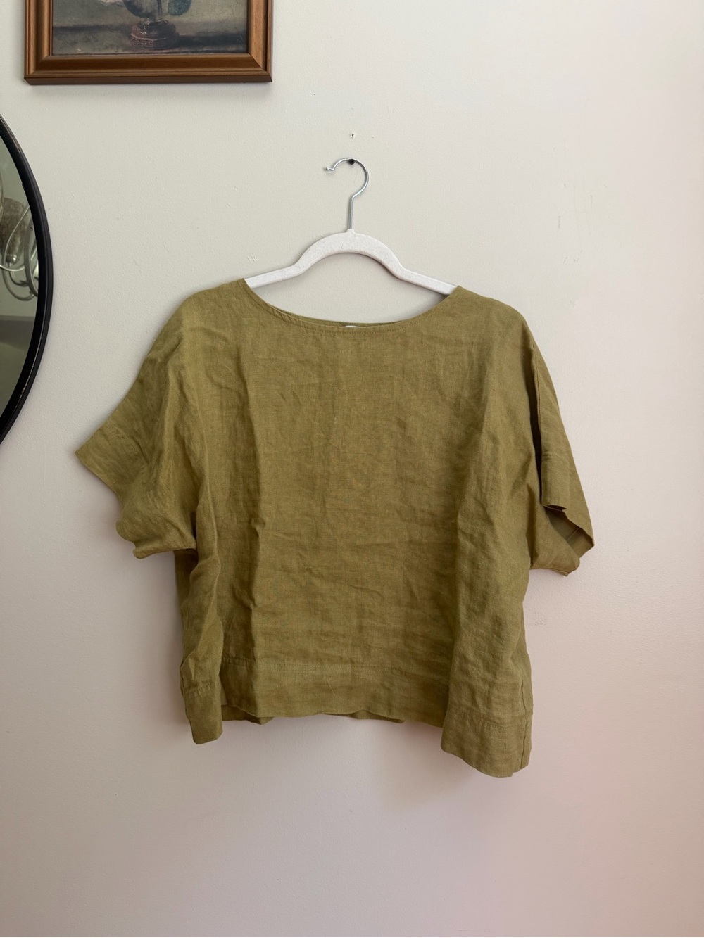 Olive Green Linen Fox Top